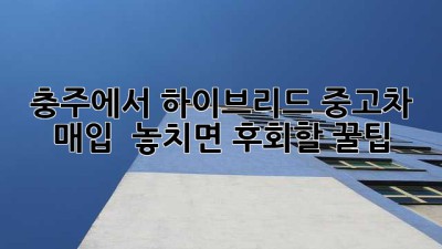 충주에서 하이브리드 중고차 매입? 🚗💨 놓치면 후회할 꿀팁!